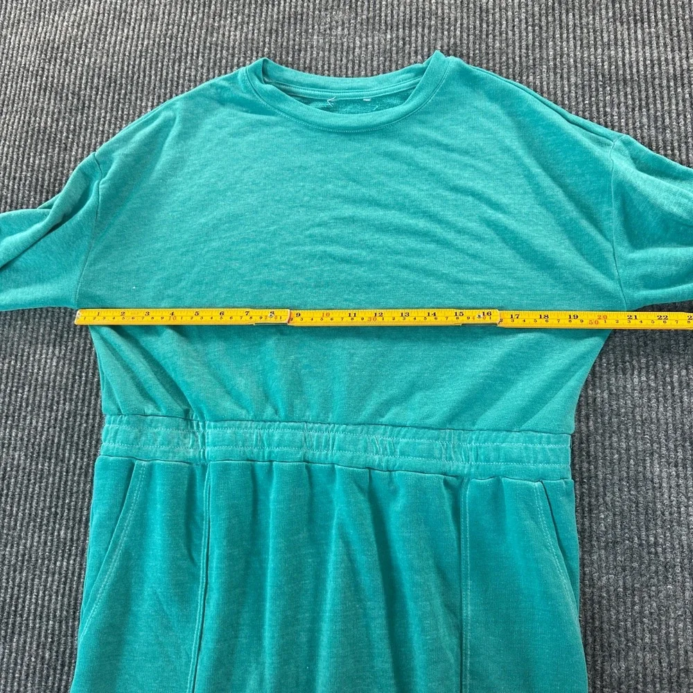 Unbranded Girls Long Sleeve Pocket Dress M Teal Cotton Blend Jersey